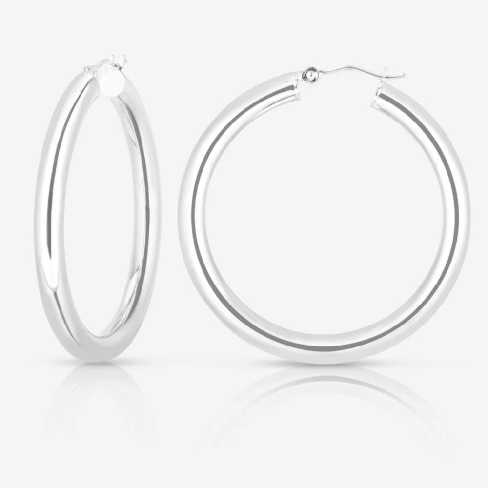 3mm 14k White Gold Hoops